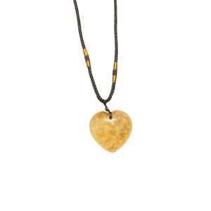 Henna Citrine Heart Necklace Adjustable Brown Cord Natural Stone Boho